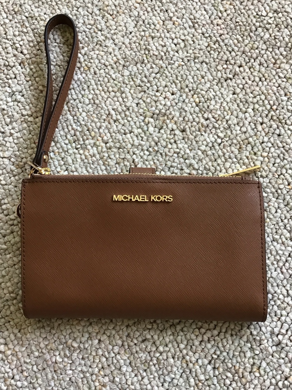 Michael Kors Brown Saffiano Leather Wristlet